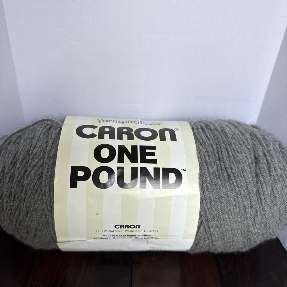 Caron One Pound Acrylic Worsted Weight Yarn Medium Gray Mix